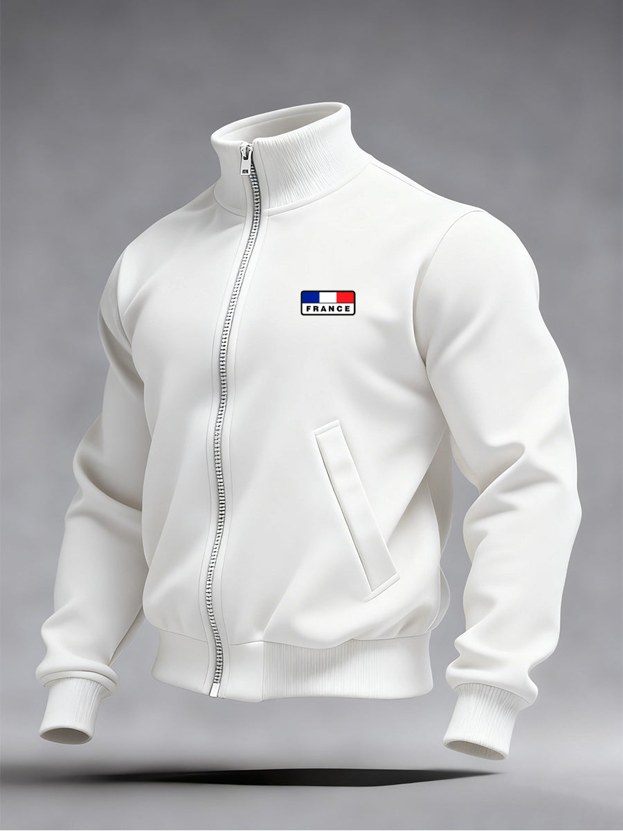 Mode Vintage Casual Stand Collar Zip-Up Sweatshirt pour hommes