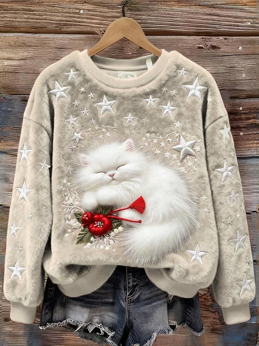 Haut en flanelle confortable à imprimé animal rétro pour femmes