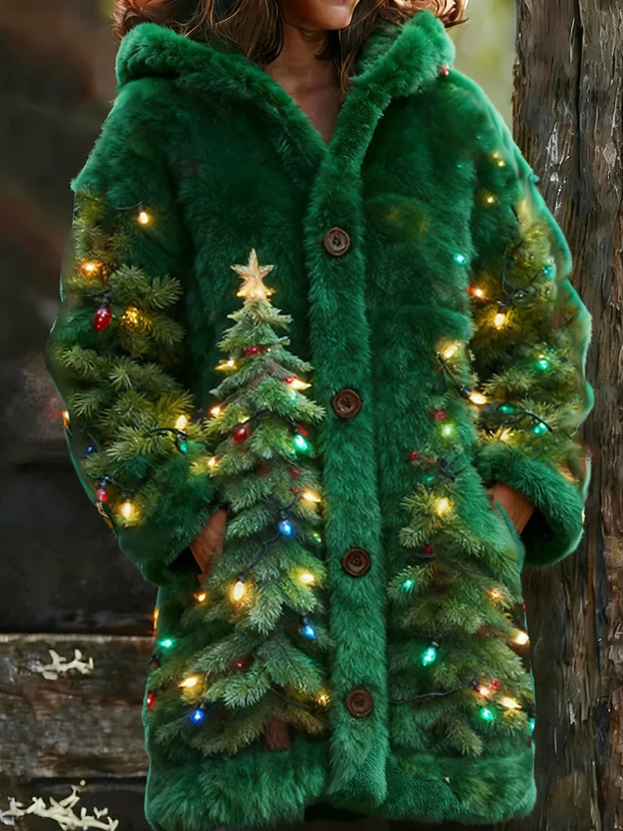 Rétro Animal Art Imprimer confortable Flanelle Cardigan Femme