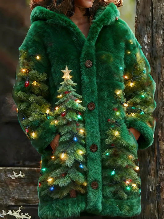 Rétro Animal Art Imprimer confortable Flanelle Cardigan Femme