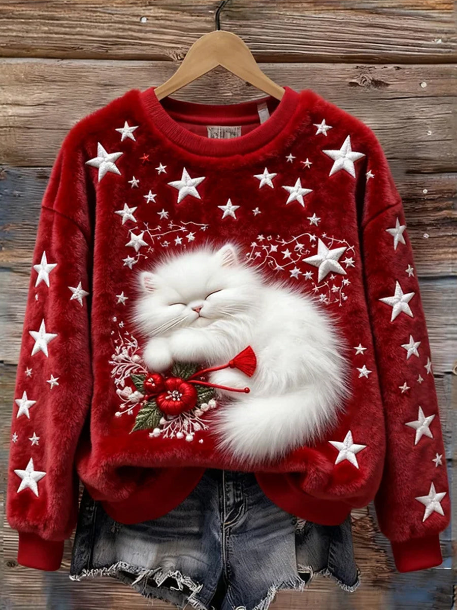 Haut en flanelle confortable à imprimé animal rétro pour femmes