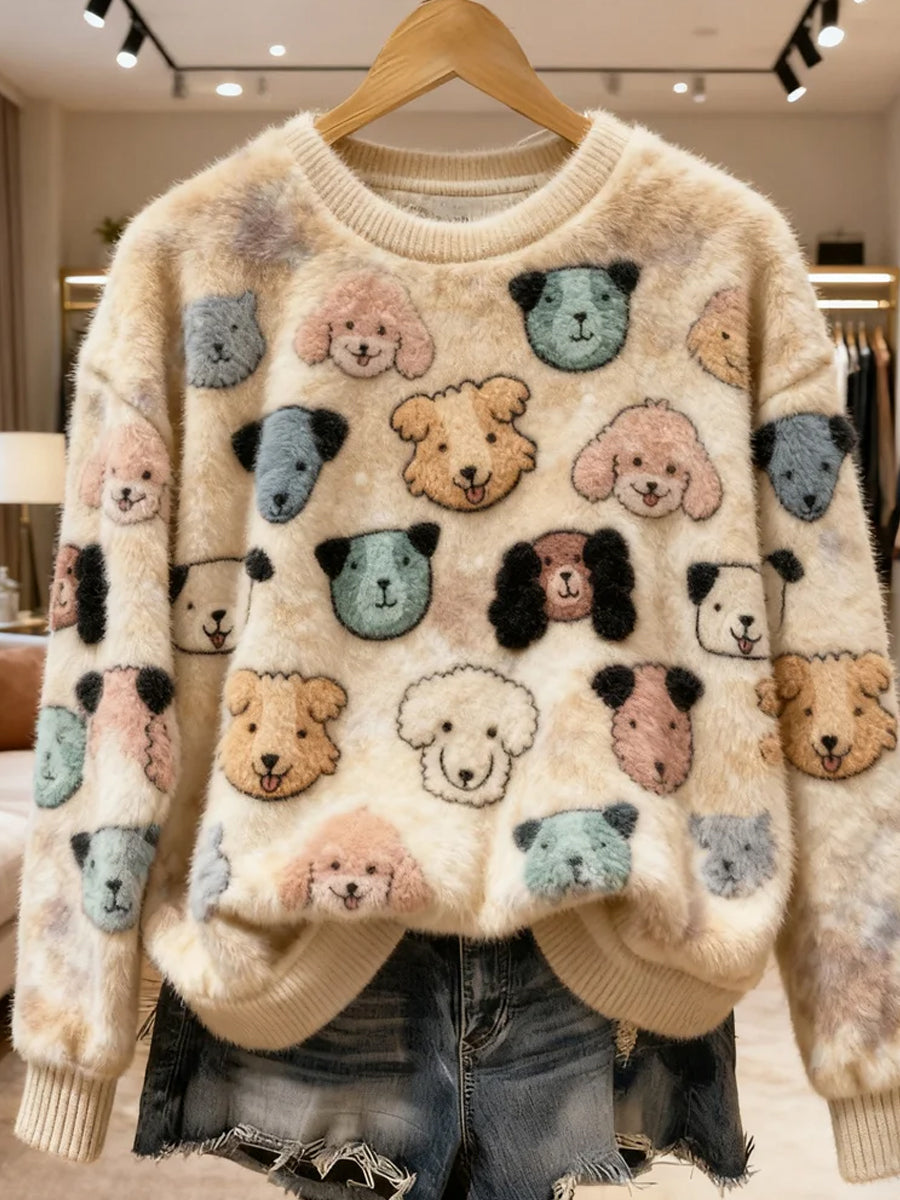 Haut en flanelle confortable à imprimé animal rétro pour femmes