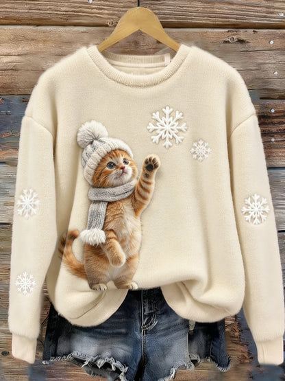 Haut en flanelle confortable à imprimé animal rétro pour femmes