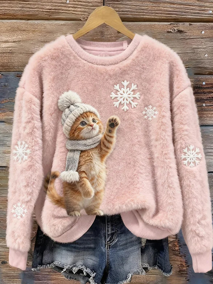 Haut en flanelle confortable à imprimé animal rétro pour femmes