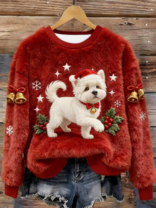 Femme West Highland blanc Terrier Westie Noël flanelle Hoodie