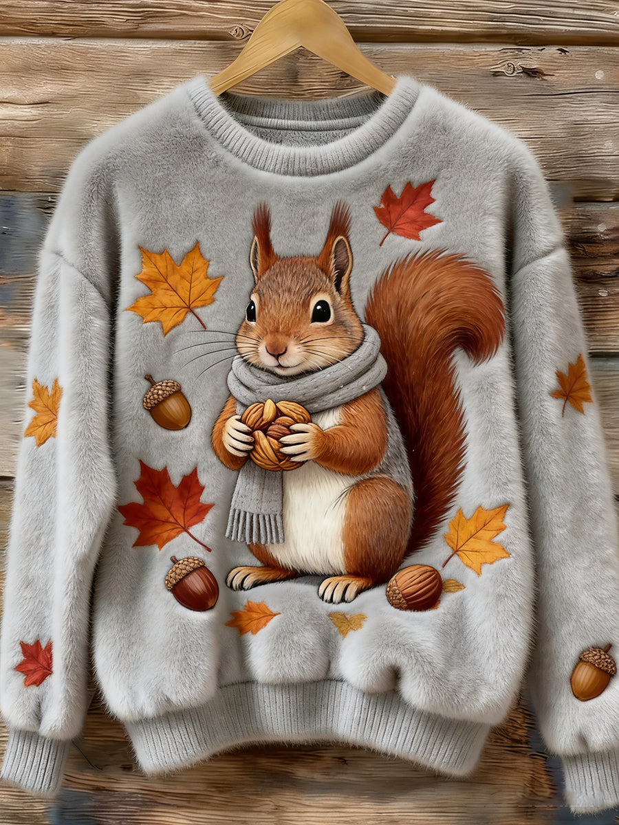 Haut en flanelle confortable à imprimé animal rétro pour femmes