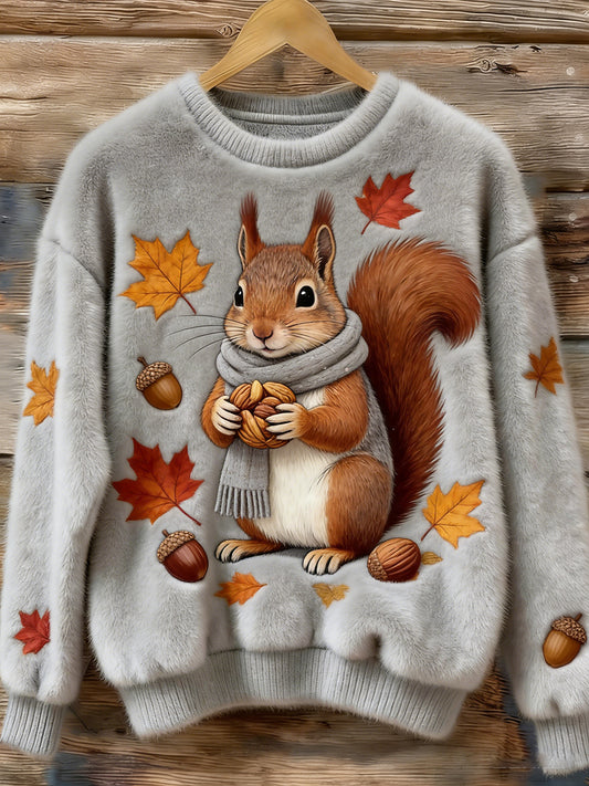 Haut en flanelle confortable à imprimé animal rétro pour femmes