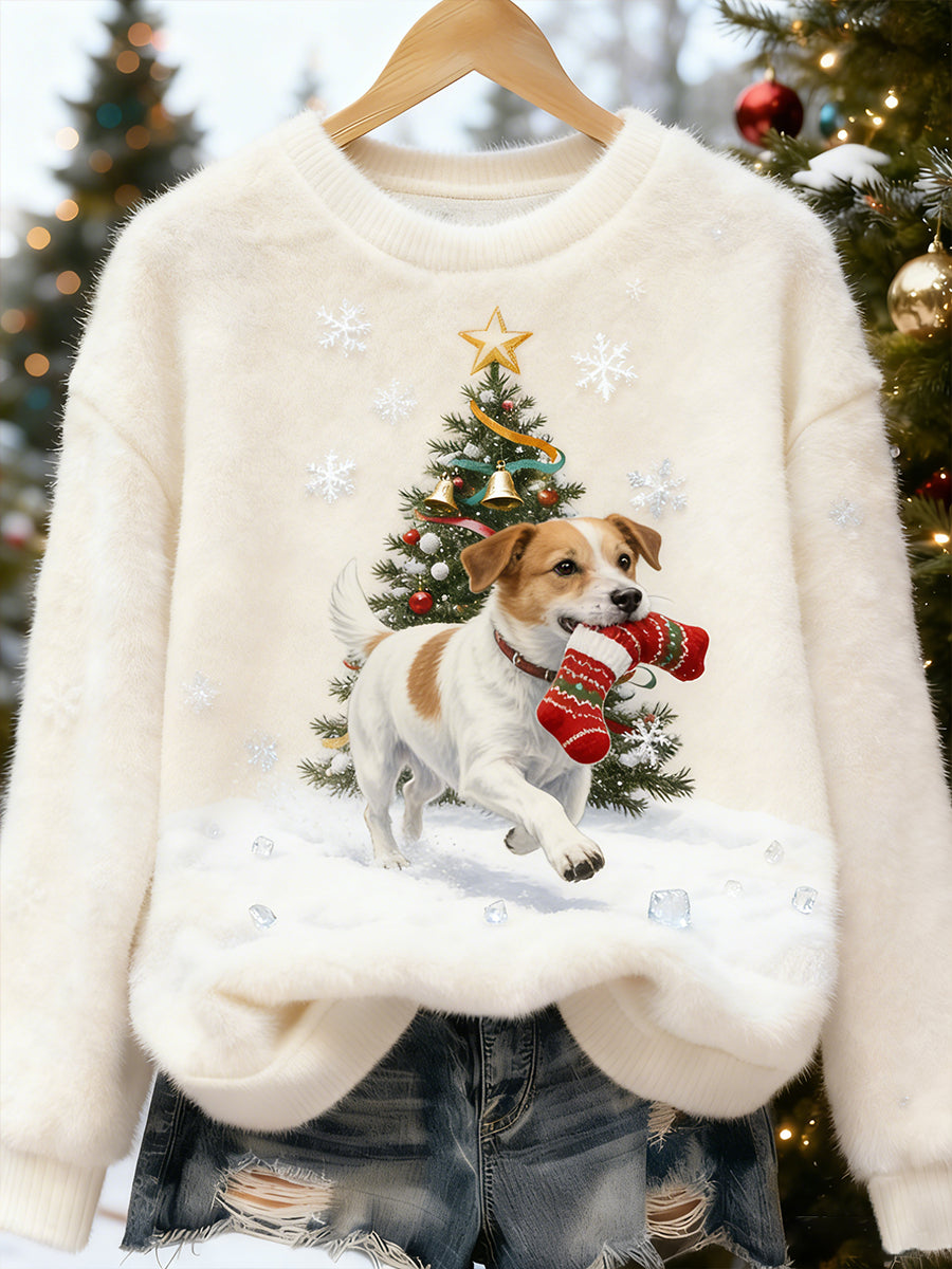 Haut en flanelle confortable à imprimé animal rétro pour femmes