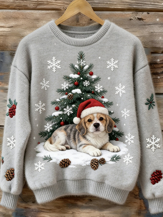 Haut en flanelle confortable à imprimé animal rétro pour femmes