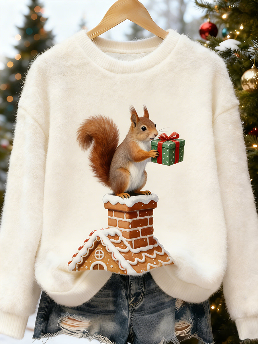 Haut en flanelle confortable à imprimé animal rétro pour femmes