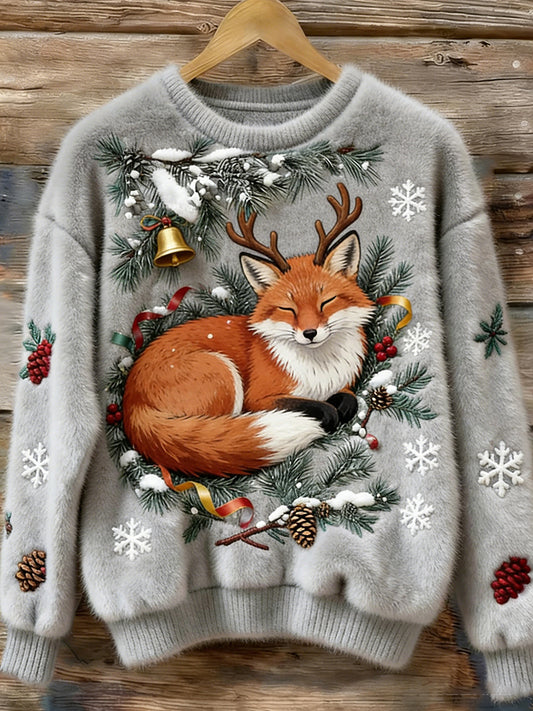 Haut en flanelle confortable à imprimé animal rétro pour femmes