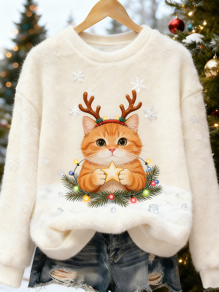 Haut en flanelle confortable à imprimé animal rétro pour femmes