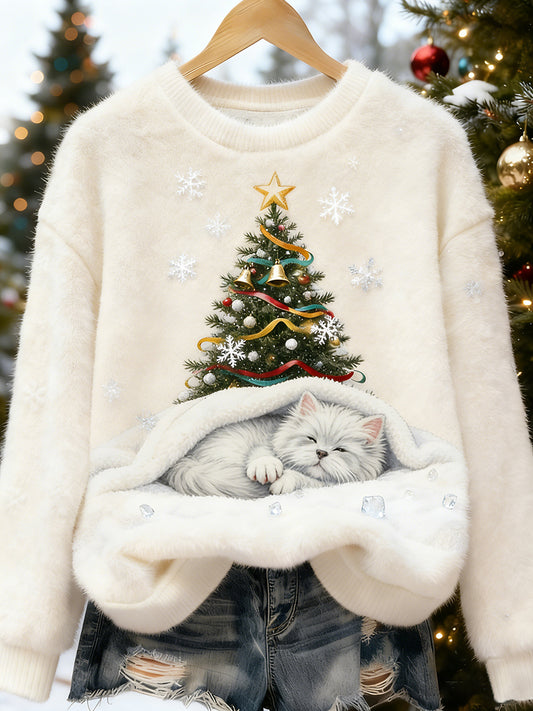 Haut en flanelle confortable à imprimé animal rétro pour femmes