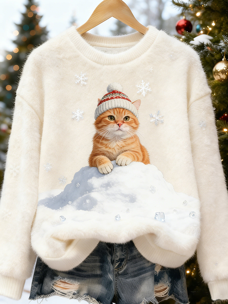 Haut en flanelle confortable à imprimé animal rétro pour femmes