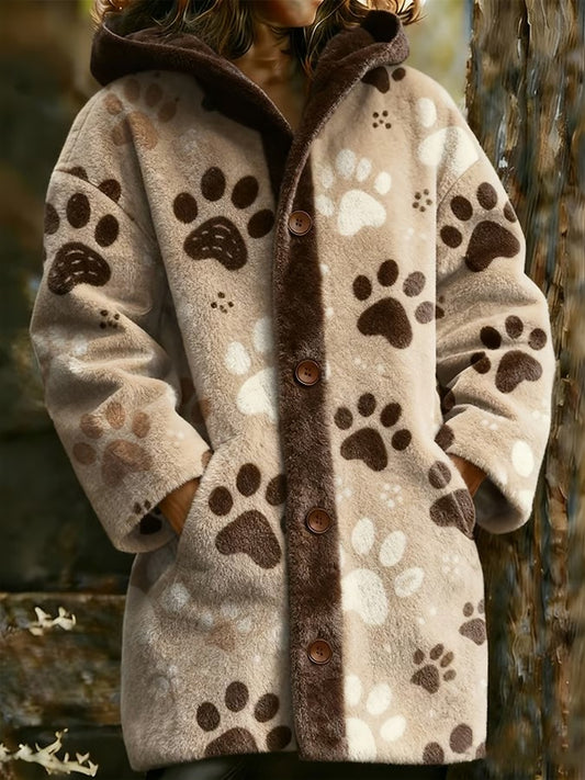 Veste chaude en flanelle imprimé animal pour femme