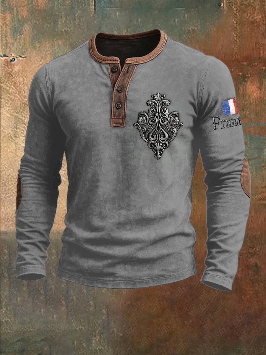 Sweat Homme Gris Imprimé French Iris