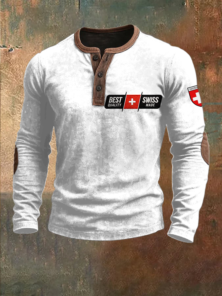 Le meilleur sweat-shirt blanc à imprimé drapeau suisse pour hommes
