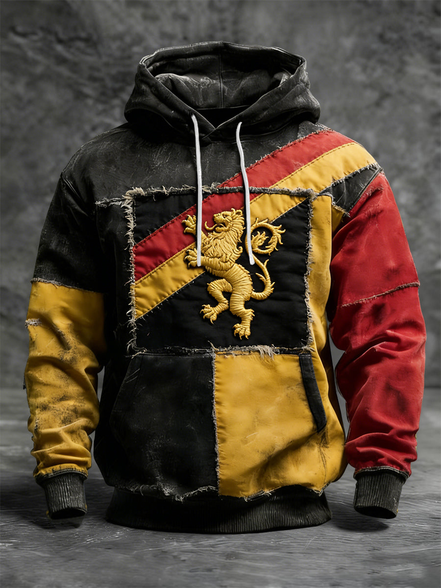 Sweat à Capuche Décontracté Rétro Drapeau Belge