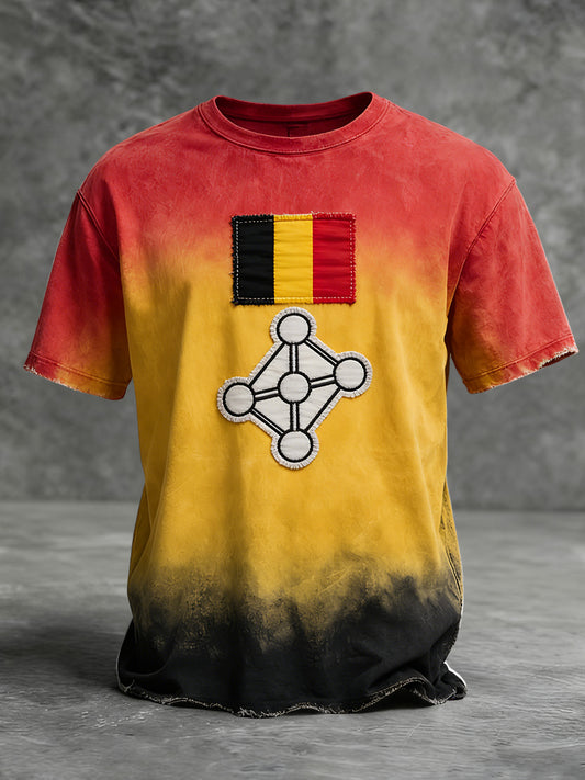 T-shirt Décontracté Dégradé Drapeau Belge Rétro