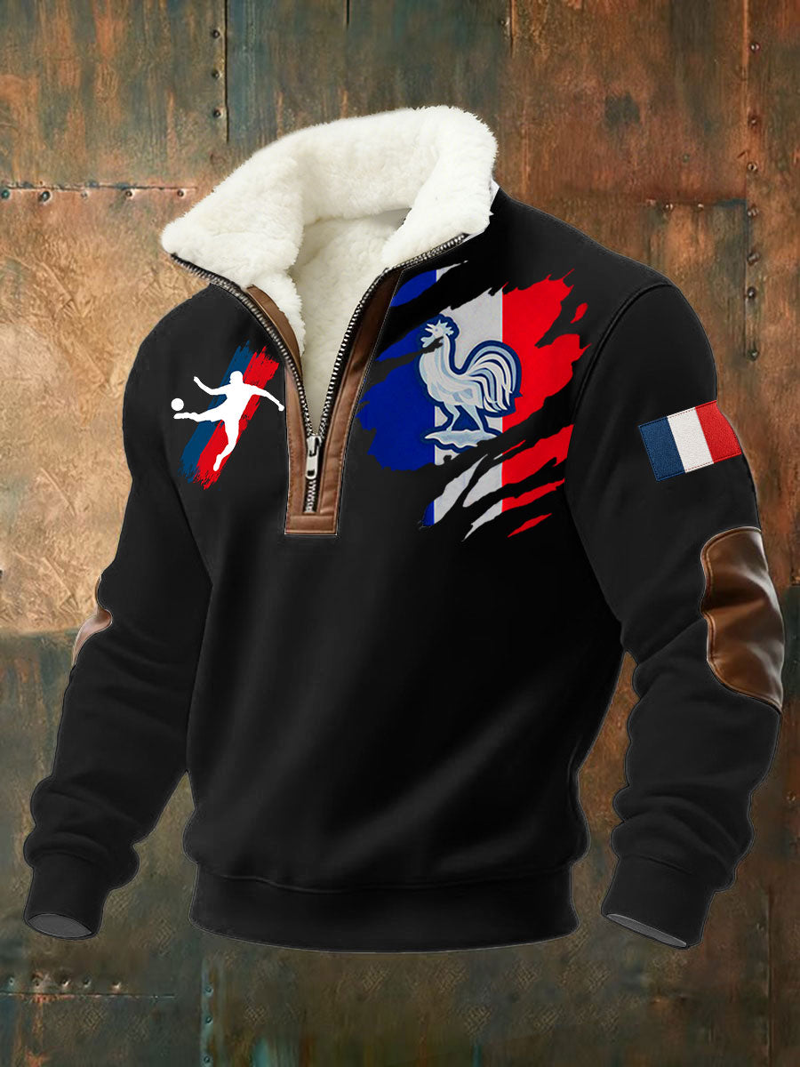 Chemise à col montant en peluche France Soccer pour homme