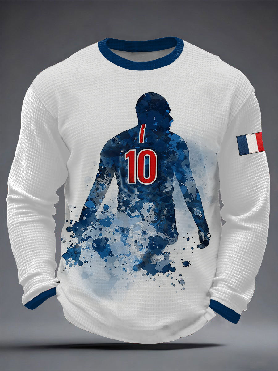 T-shirt à manches longues France Soccer Print Waffle pour homme