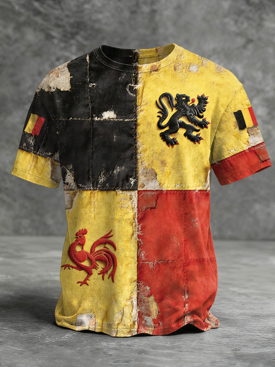 T-shirt Belgian Check Patchwork Homme