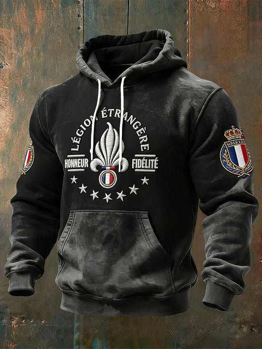 Sweat à capuche décontracté rétro emblème de la Légion étrangère française