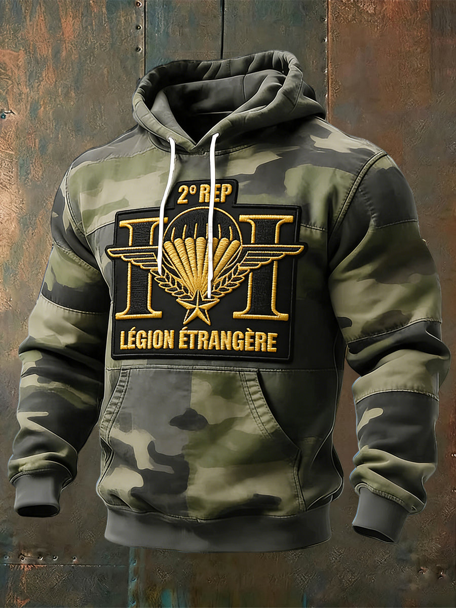 Rétro Français Légion Étrangère Parachutiste Insigne Camouflage Casual Hoodie