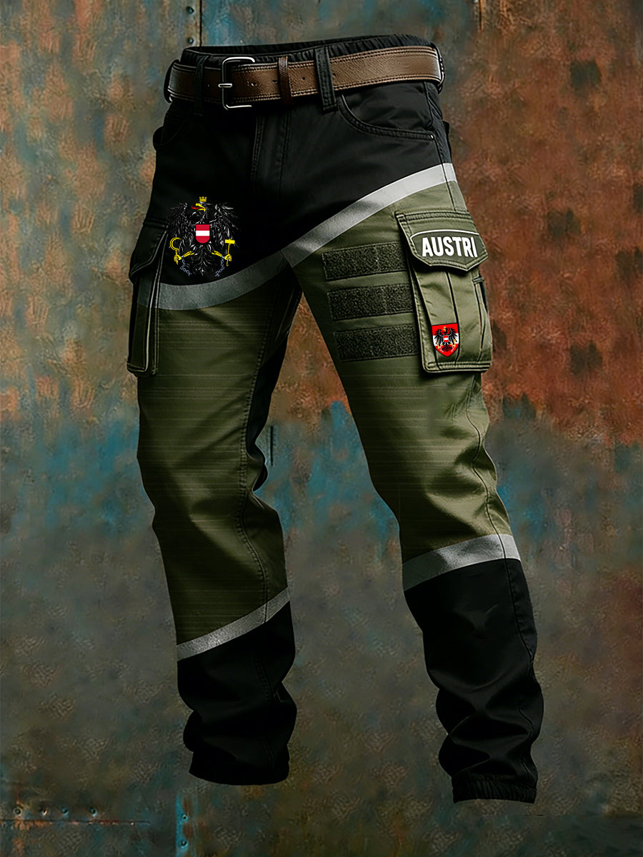 Pantalon de travail décontracté pour homme, Vintage Austrian Flag Art Print Business
