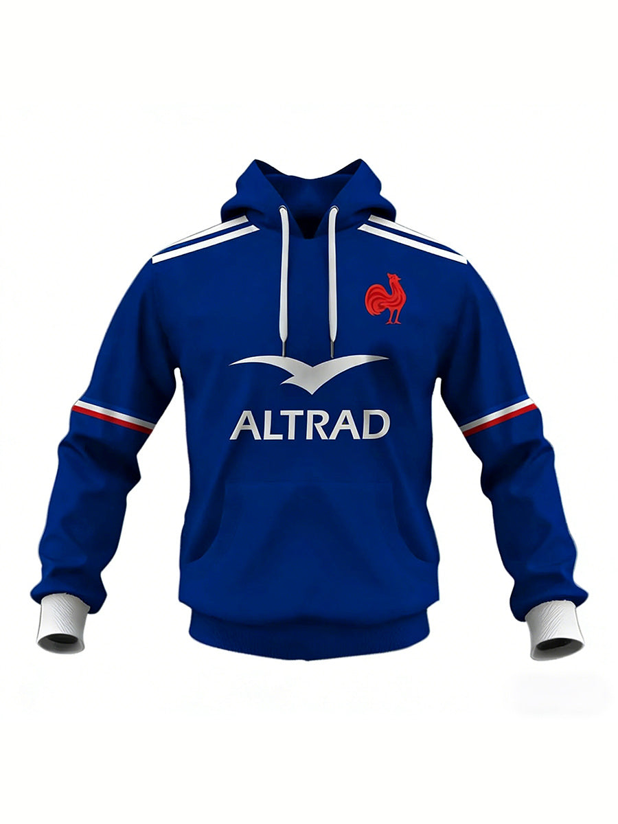 Sweat à Capuche Homme Imprimé Rugby Français