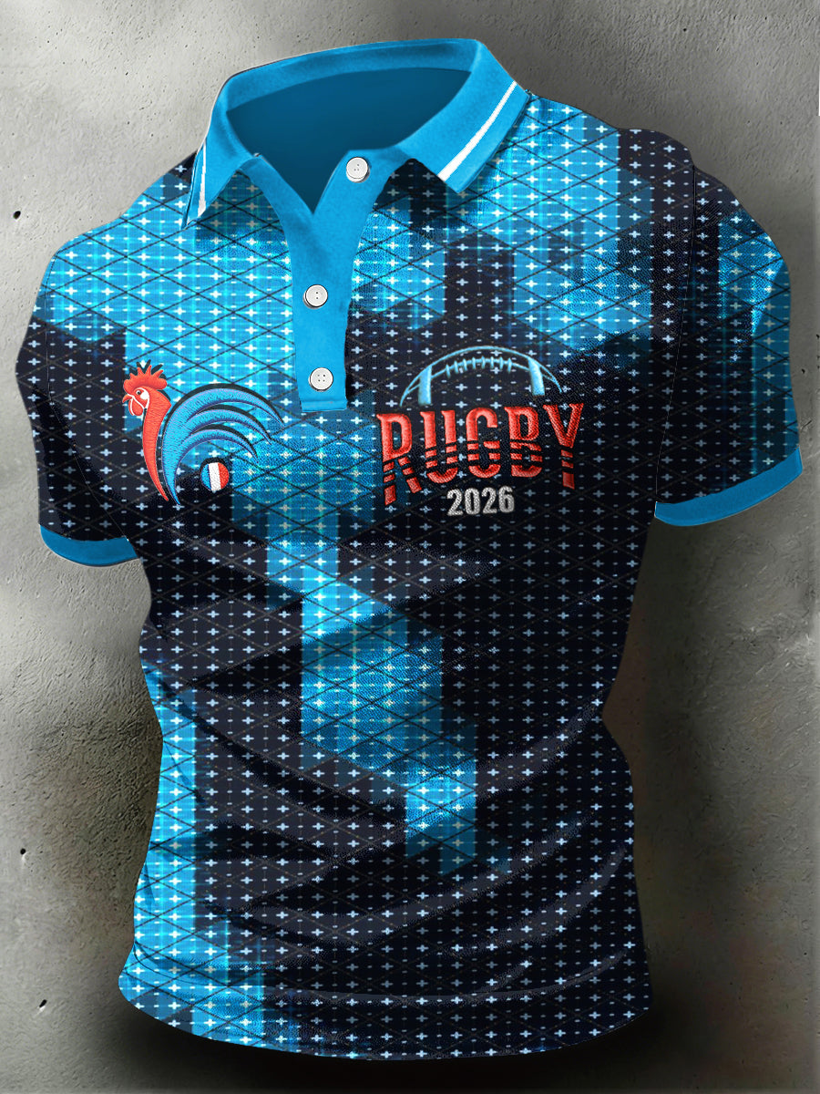 Polo décontracté en jersey imprimé rugby 2026 France pour homme