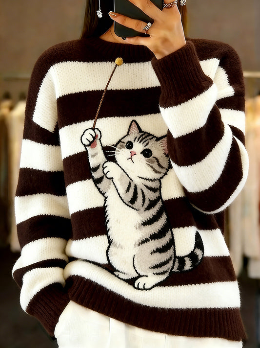 Pull décontracté à imprimé animal vintage pour femmes