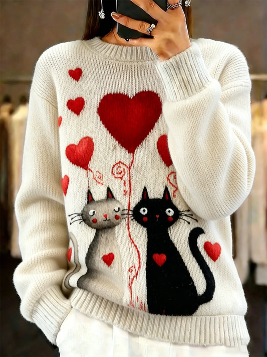 Pull décontracté à imprimé animal vintage pour femmes