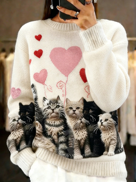 Pull décontracté à imprimé animal vintage pour femmes