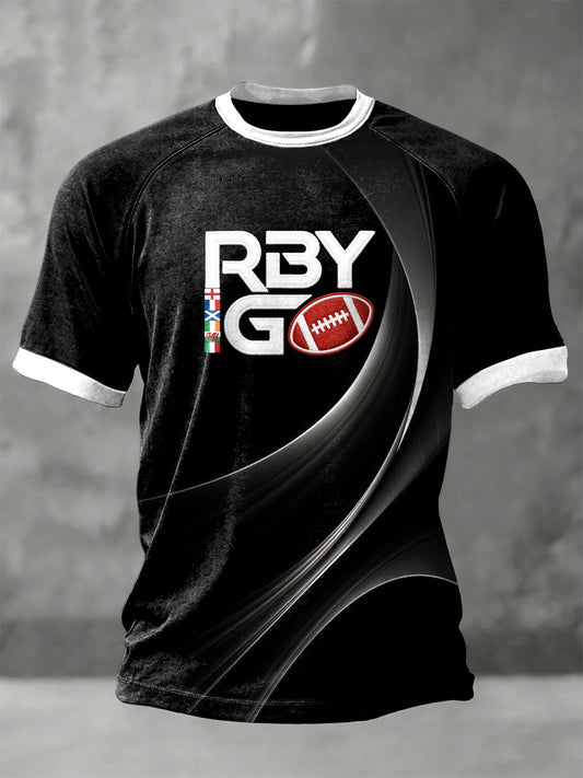 T-shirt en jersey à manches raglan noir Rugby Six Nations pour homme