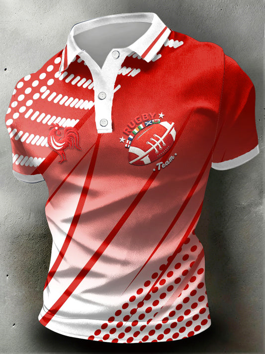 Polo en jersey de sport imprimé Rugby Six Nations pour homme