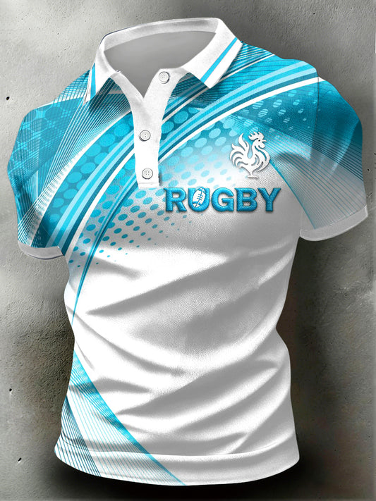 Polo de sport à imprimé rugby français pour homme