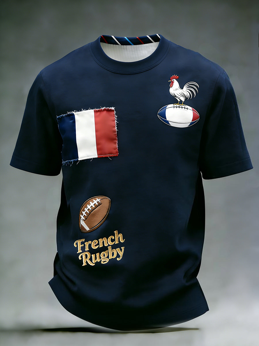 Rétro Français Rugby Style décontracté et confortable T-shirt