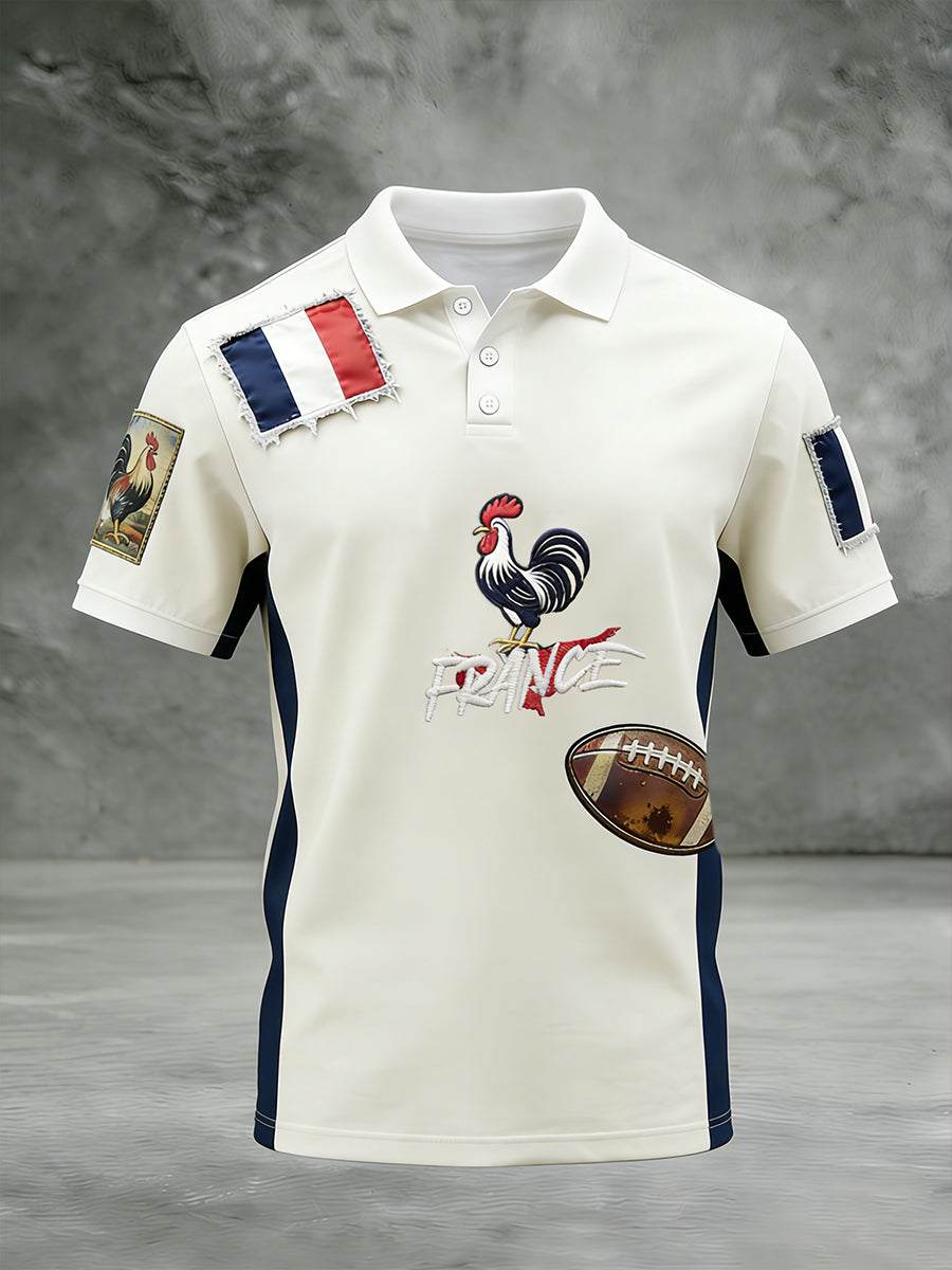 Polo décontracté et confortable de style rétro rugby français