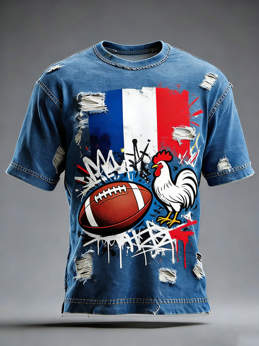 T-shirt décontracté et confortable au style rétro rugby français