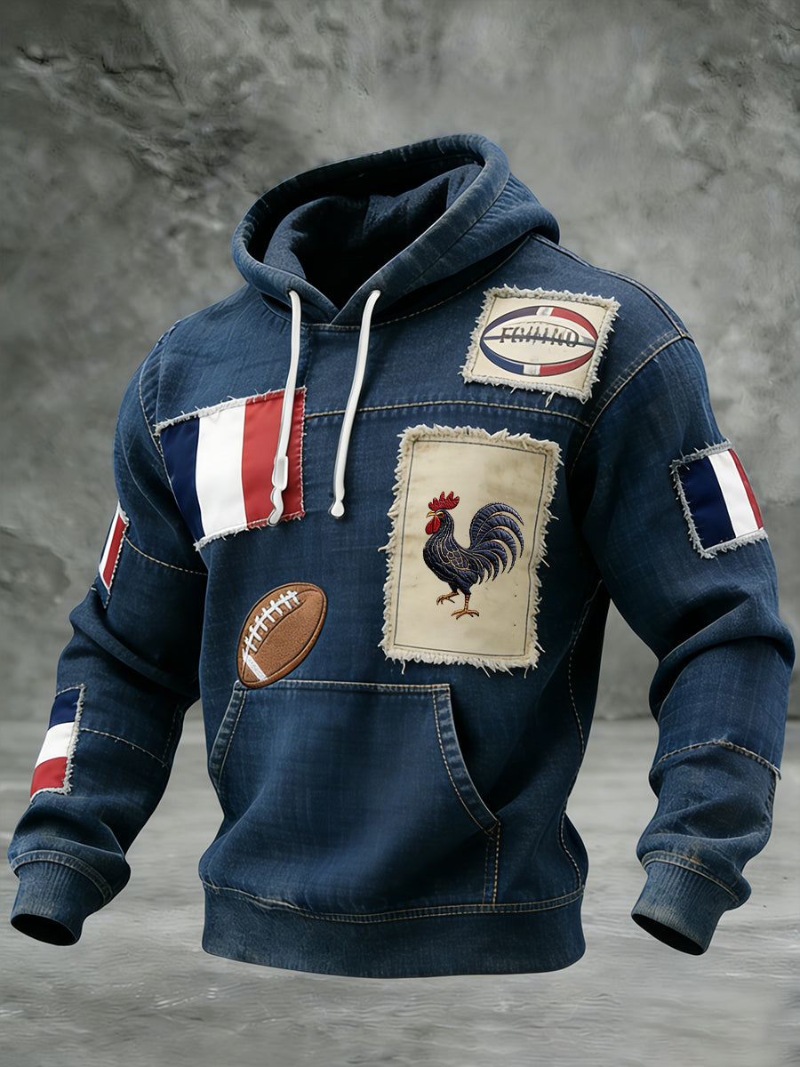 Sweat-shirt décontracté et confortable au style rétro français de rugby