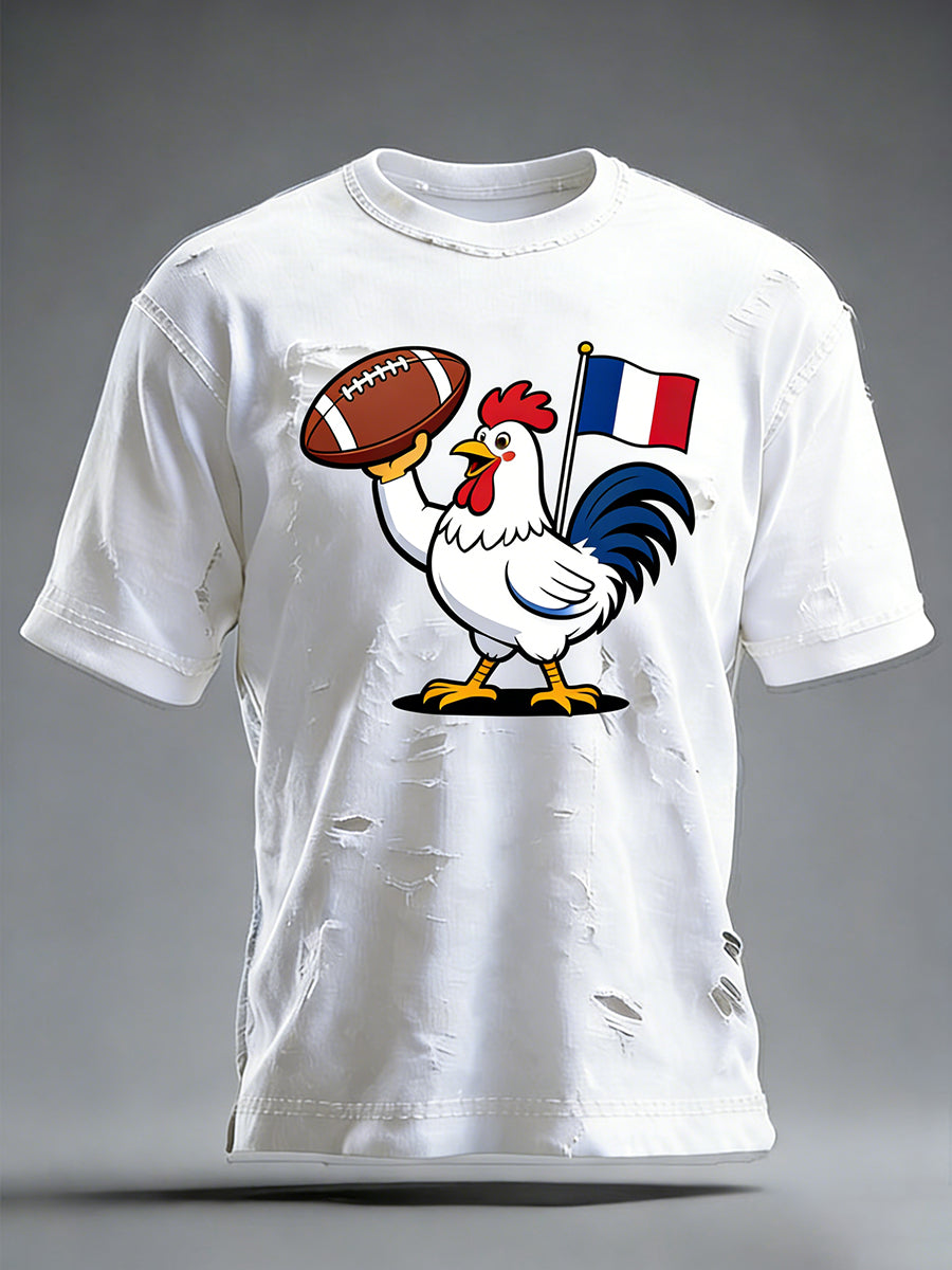 Rétro Français Rugby Style décontracté et confortable T-shirt