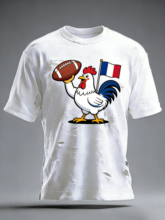 Rétro Français Rugby Style décontracté et confortable T-shirt