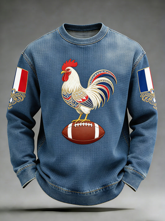 Sweat-shirt décontracté et confortable au style rétro français de rugby