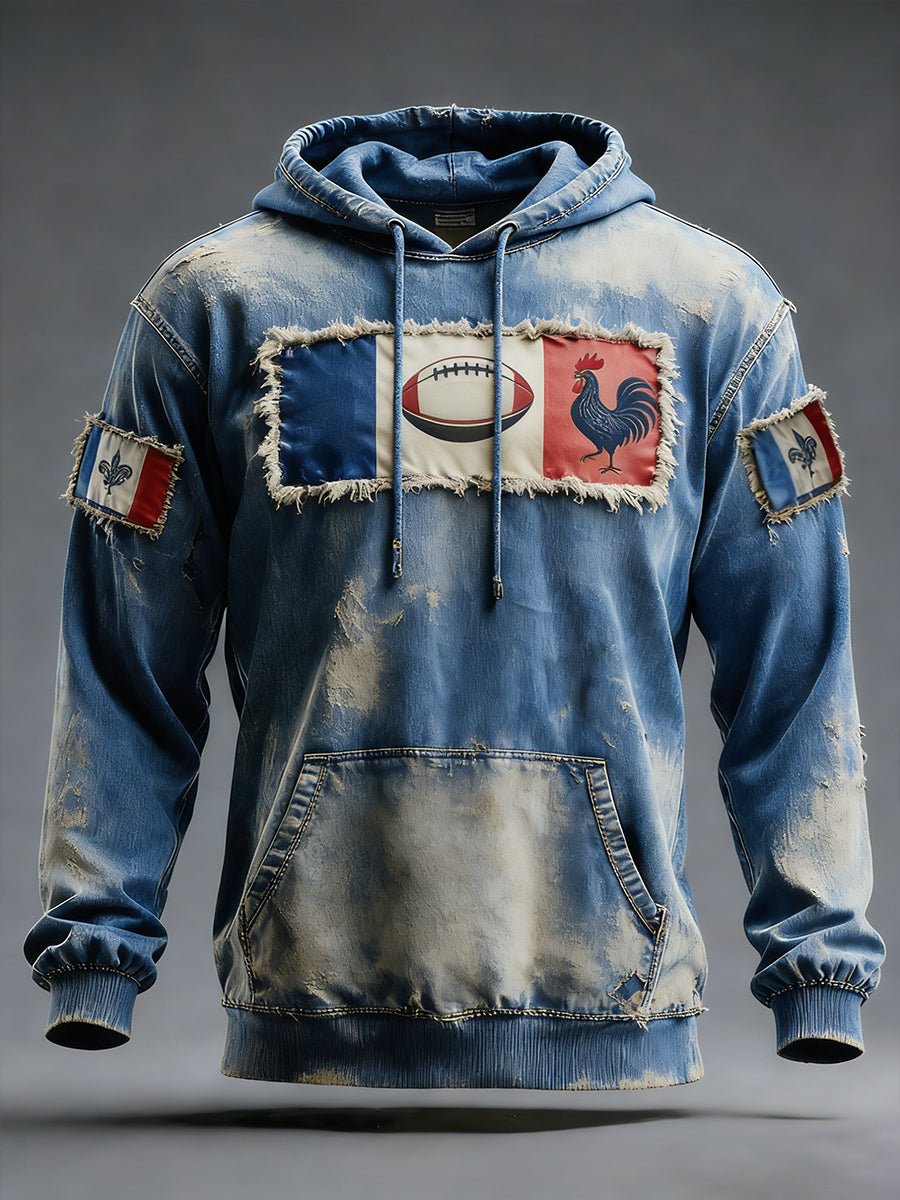 Sweat-shirt décontracté et confortable au style rétro français de rugby