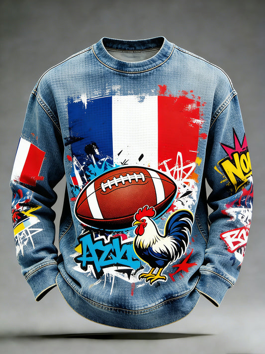 Sweat-shirt décontracté et confortable rétro style rugby français