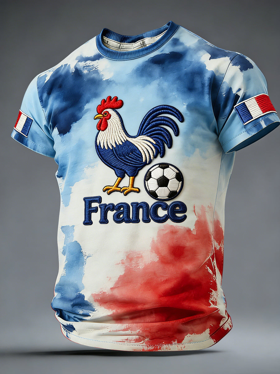 T-shirt décontracté rétro tie-dye à l'effigie du football français