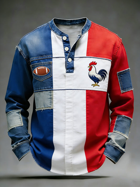 Sweat-shirt rétro de style rugby français, décontracté et confortable