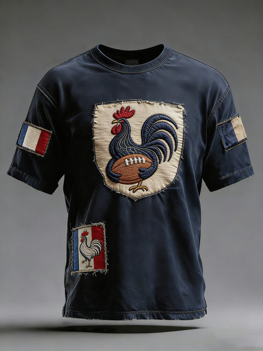 Rétro Français Rugby Style décontracté et confortable T-shirt