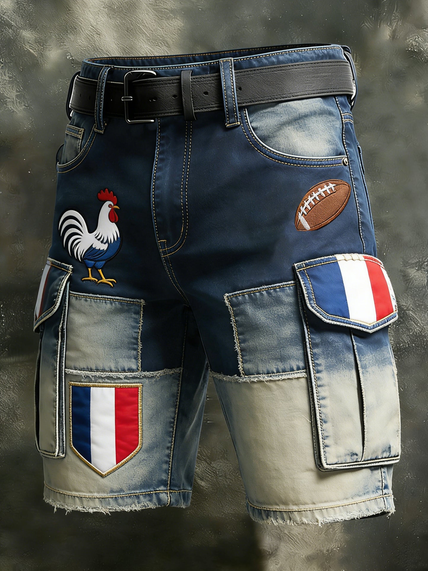 Pantalon cargo décontracté et confortable rétro de style rugby français